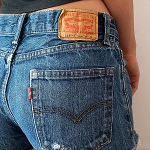 levi's cut off jean shorts destructed denim